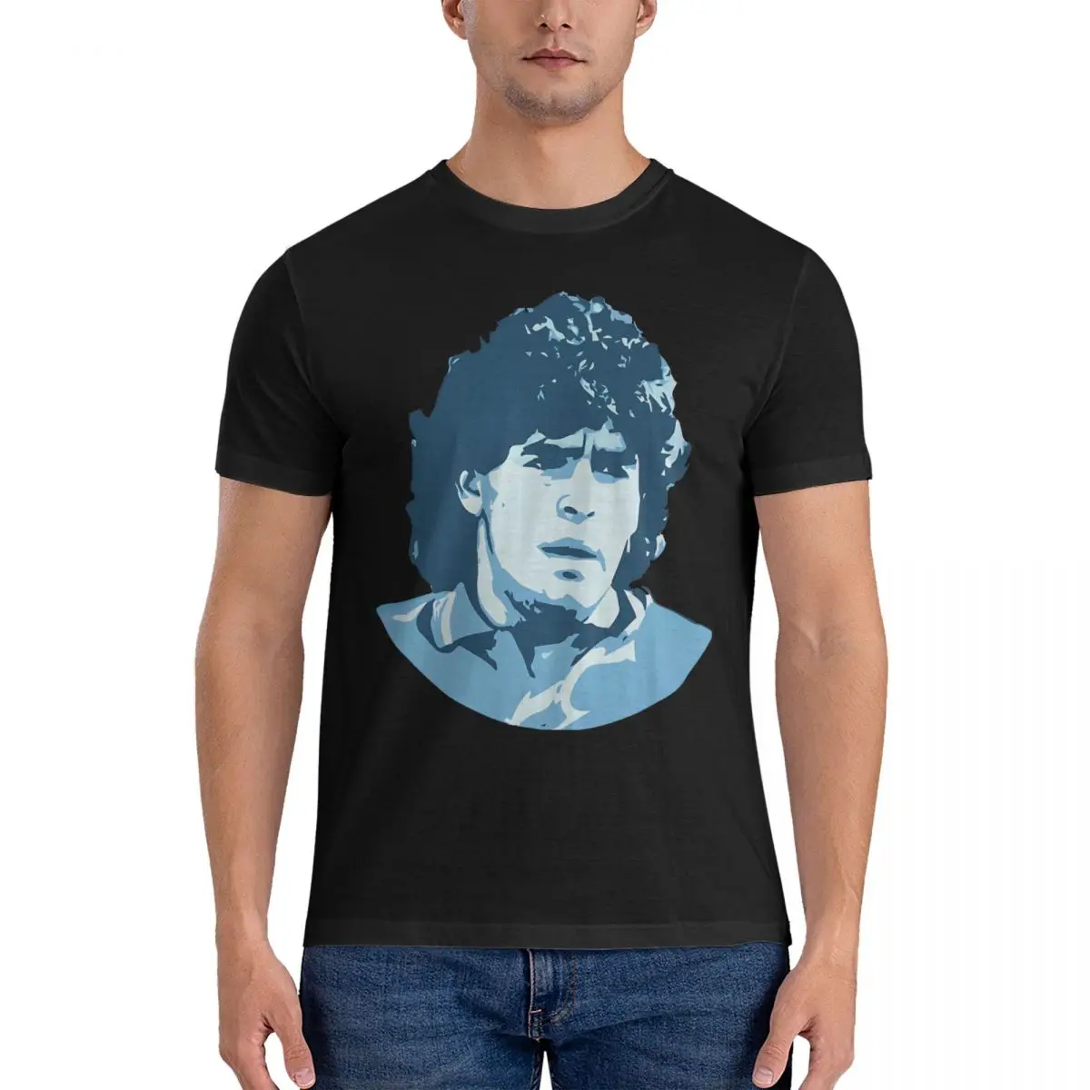 T-Shirts Football God Argentina Colors Funny Cotton Tees Short Sleeve Diego Armando Maradona T Shirts Round Neck Tops Summer