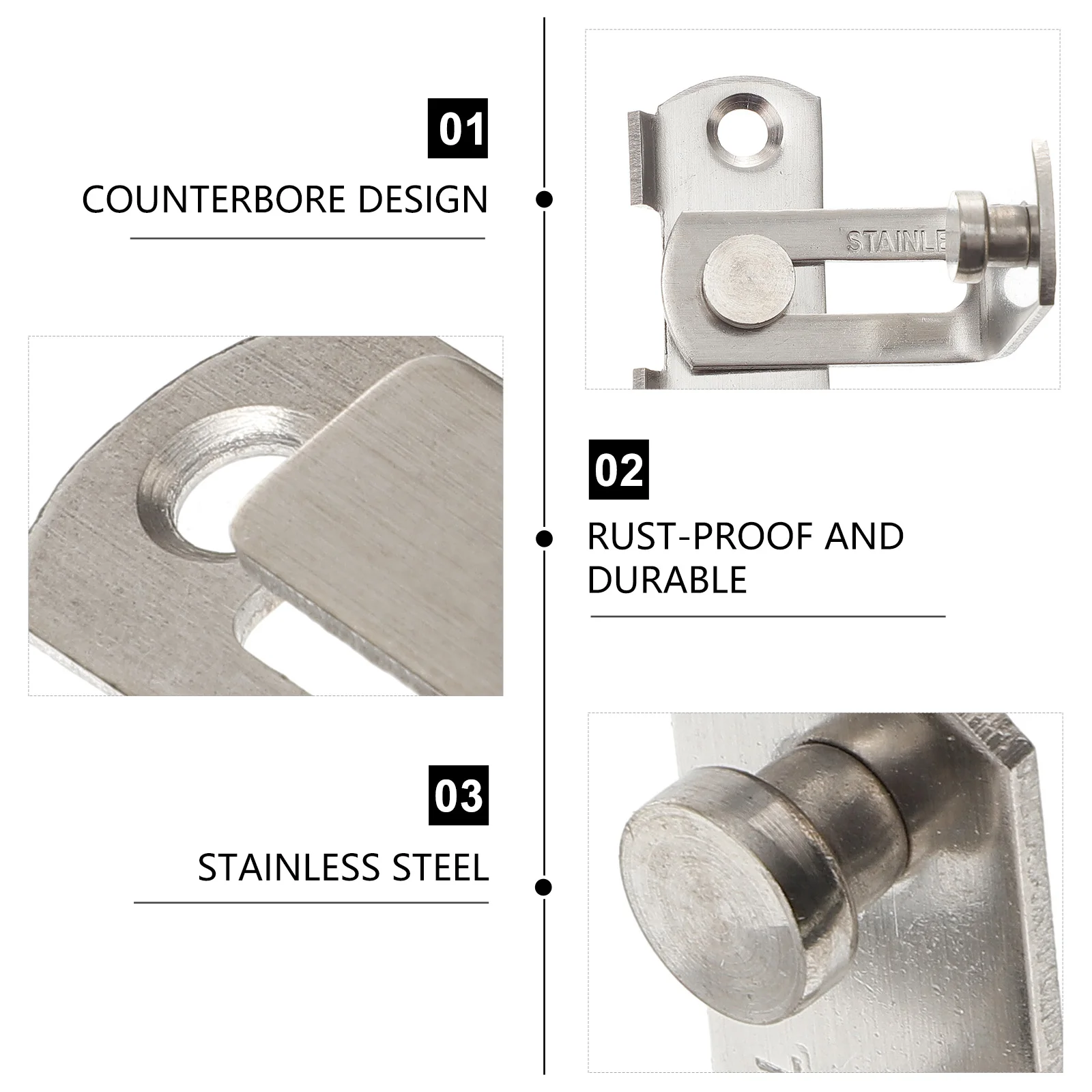 

Barn Door Lock Latch Stainless Steel 3 Sets Sliding Gate Bathroom Suitable Doors Windows Shutter Garages Durability Security