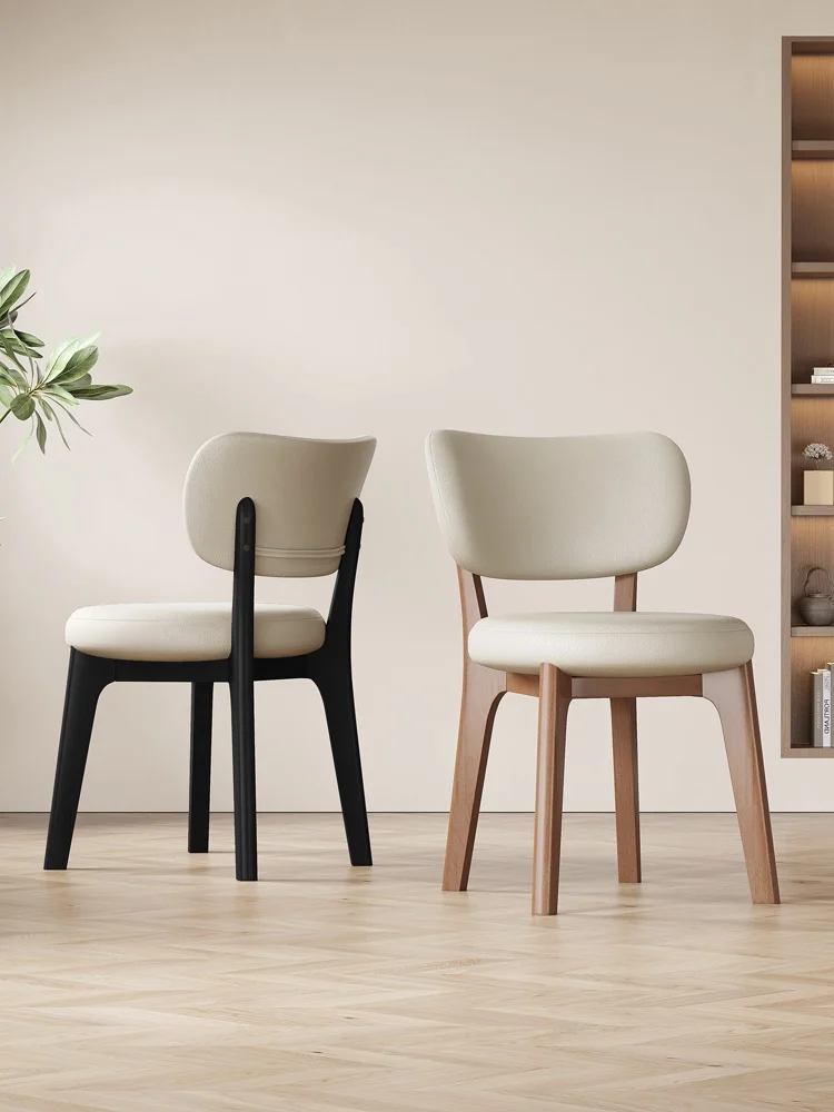 Solid wood dining chair household simple modern cream style table and chair Nordic designer minimalist soft