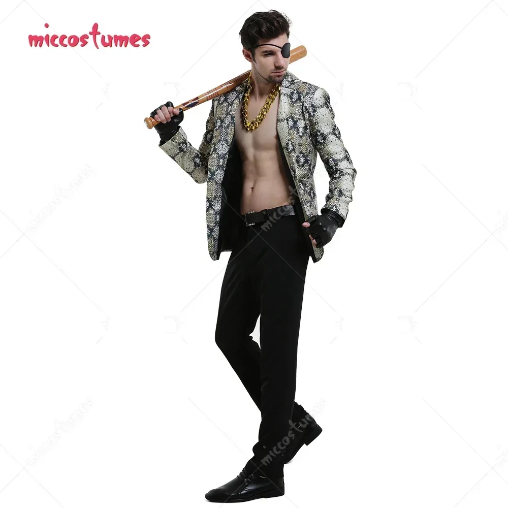 Miccostumes Men\'s Suit Jacket Goro Majima Snakeskin Suit Jacket Cosplay Costume