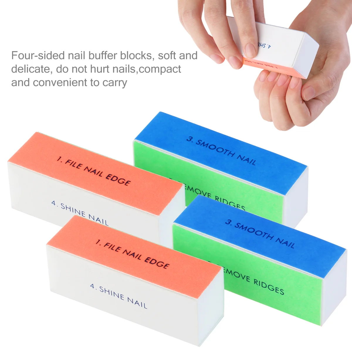 TINKSKY 10pcs Washable 4-Way Nail Shiner Sponge Nail Files Nail Buffers Sanding Blocks 4 Way nail buffer