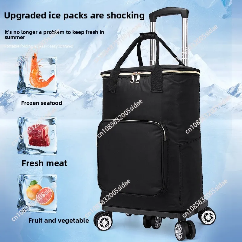 Shopping Cart Small Trolley Retractable Folding Trolleycart Universal Wheel Trolley Trailer Fresh-keeping Portable Shoppingcart