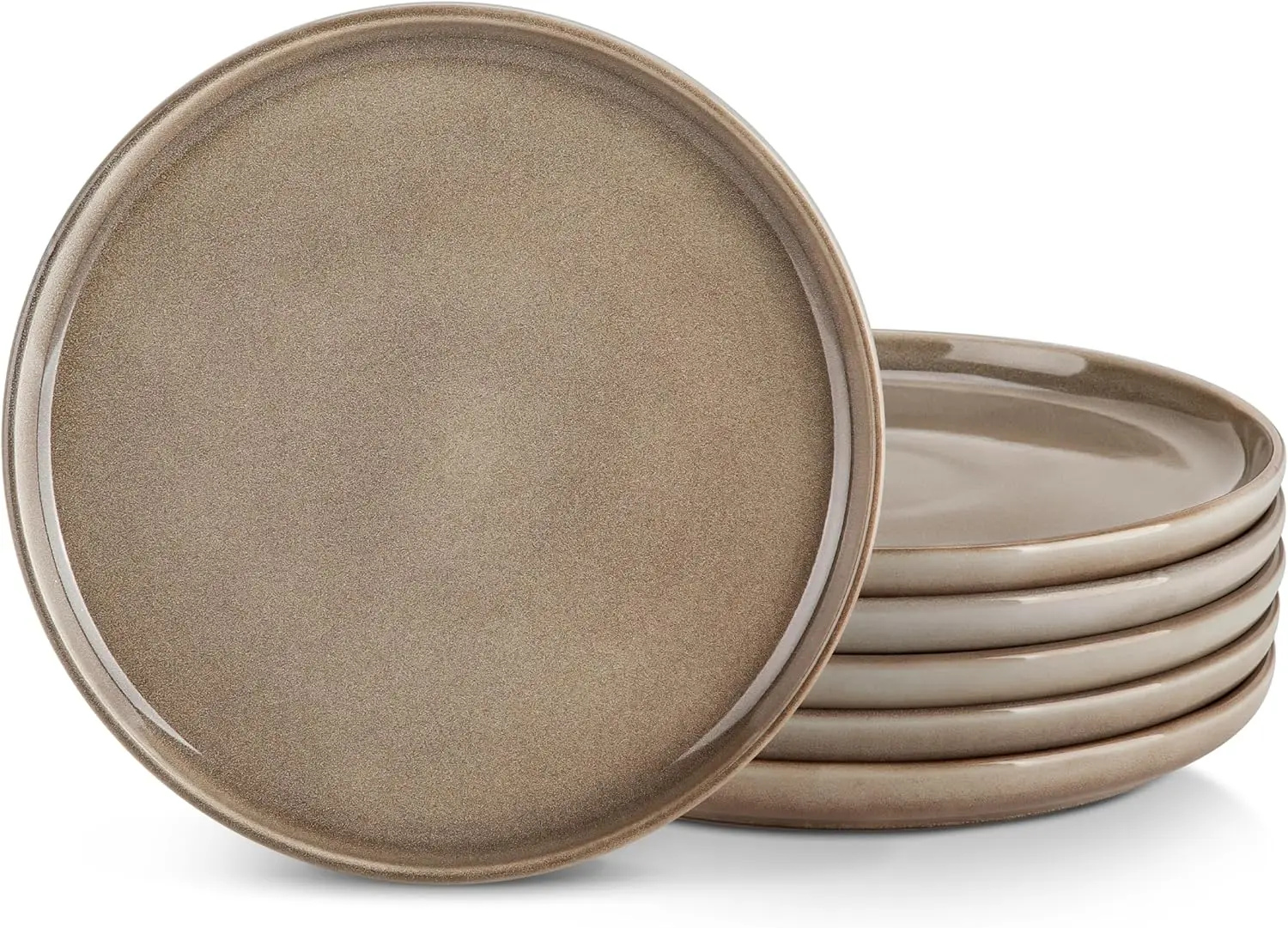 

Dinner Plates Set of 6, 10.25 Inch Ceramic Plates, Microwave, Oven and Dishwasher Safe Plates, Brown