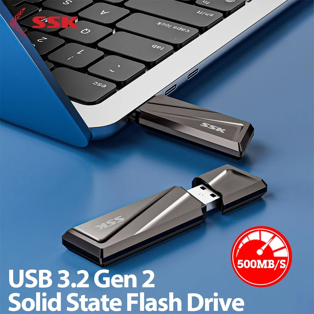 SSK 1TB USB SSD Solid State Flash Drive 550MB/s Super-Fast Transfer Speed USB 3.2 Drive Memory Stick For Laptop MacBook/Pro/Air