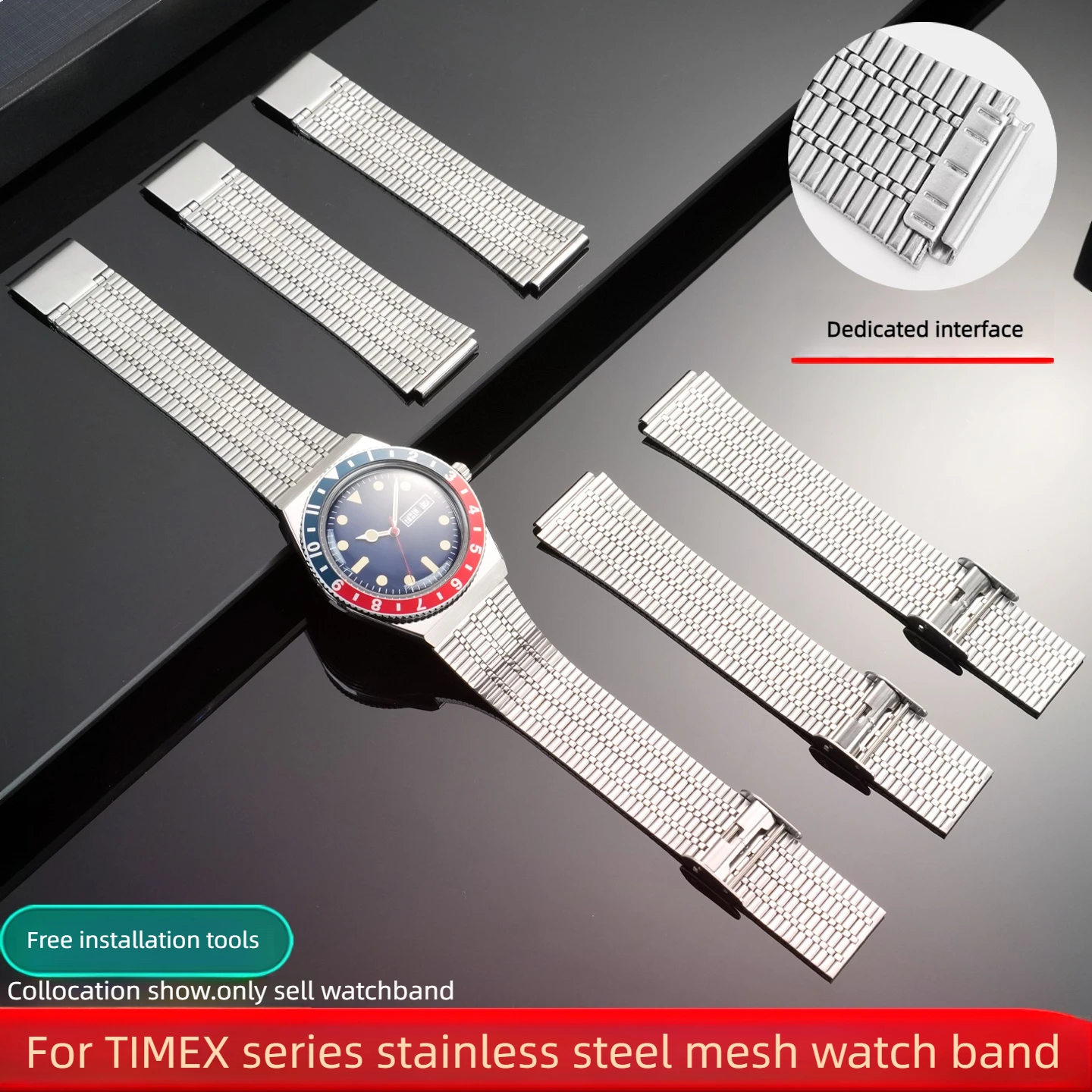 ل Timex Q TIMEX سلسلة 18 مللي متر الفولاذ المقاوم للصدأ حزام ساعة اليد TW2T80700 TW2U61300 TW2U61200 ريترو المعادن حزام الساعات استبدال سوار