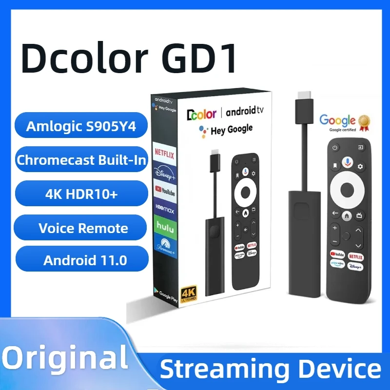 All-New Dcolor GD1 Google TV 4K Stick TV Box ATV Google Certified Netflix License Chromecast Built in Google Assistant 4k HDR