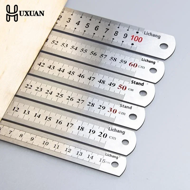 15-50cm Metal Straight Ruler Stainless Steel Ruler Stationery Drafting Supplies Hand Tools Precision Double Sided Measuring Tool
