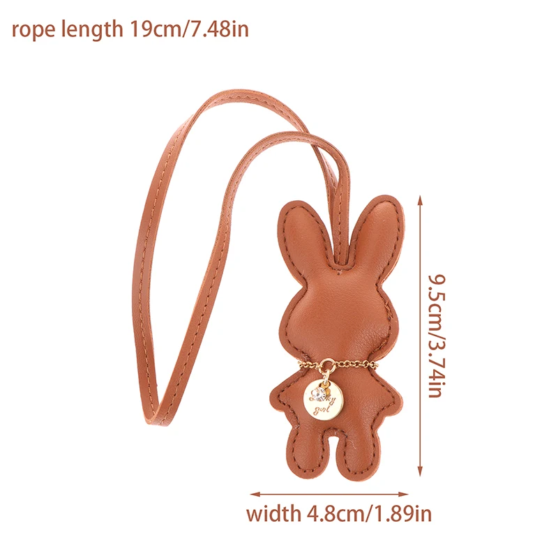 Cartoon PU Leather Rabbit Keychain Cute Bunny Keyring Fashion Bag Pendant Handbag Hanging Decoration For Women Gifts