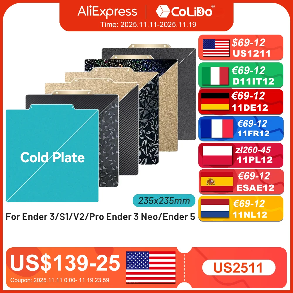 For Ender 3 Ender 3 V2 Build Plate PEI Textured Sheet 235x235 PET Peo Pey Magnetic Build Plate Spring Steel 3D Printer Heated Be