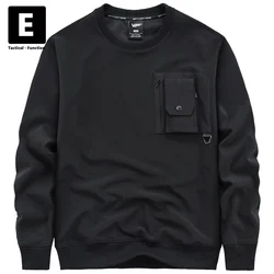 Black Sweatshirt Men Spring Autumn Cargo Sweatshirt Long Sleeve Pullover Male Hoodies Fashion Pocket Design Techwear