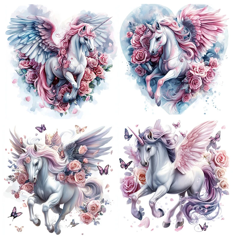 MT850# Pegasus And Flowers Stickers, Bright Wall for Home, Cabinet, Door,Toilet,Decoration, Vinyl Car Decals, Outdoor Indoor Use