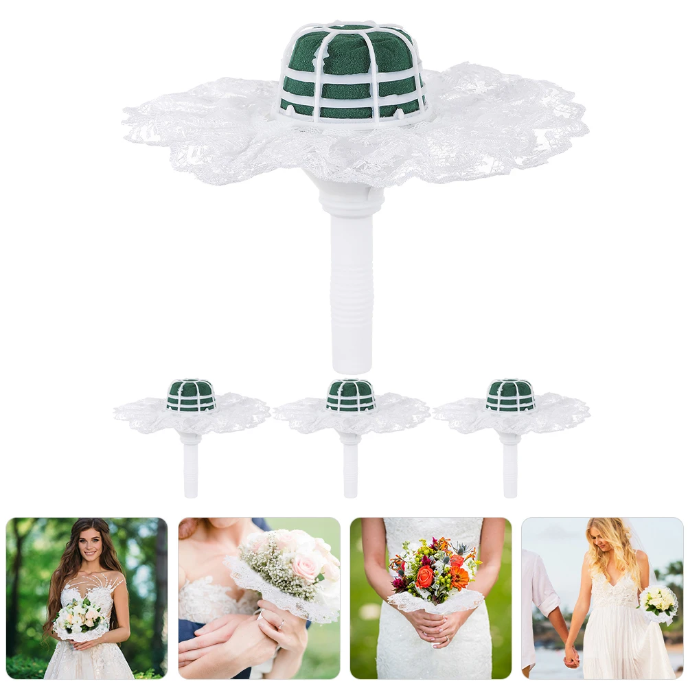 

4 set Wedding Bouquet Holder Lace Handle Bridal Bouquet Collar Diy Flower Arrangement Floral Support Wedding Floral Supplies