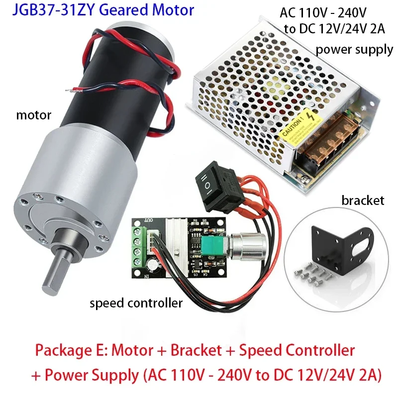 

JGB37-31ZY DC 12V24V Geared Motor 10RPM-1270RPM Large Torque High Power 3157 Reduction Brush Reversed Motor