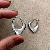 Huitan Geometric Metal Hoop Earrings for Women Gold Color/Silver Color Fashion Lady's Ear Earrings Daily Wear Versatile Jewelry - Image 6