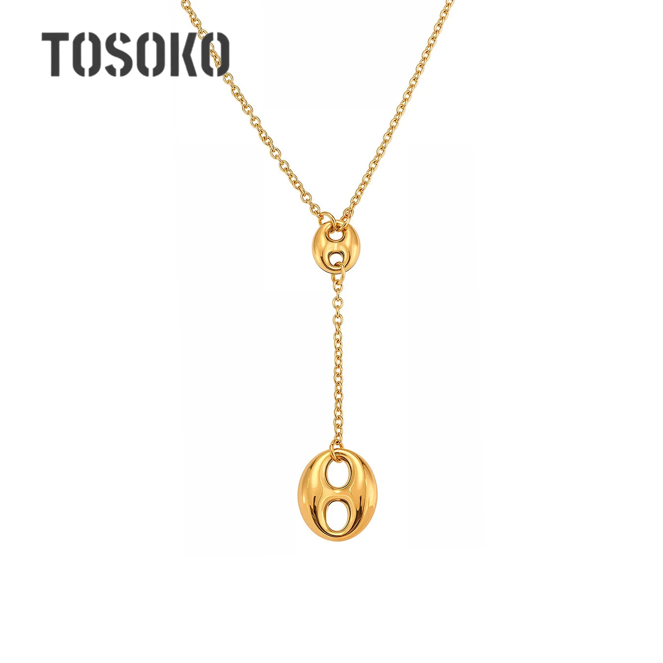 TOSOKO Stainless Steel Geometric Spherical Tassel Adjustable Sweater Chain Women's Fashion Jewelry P1202