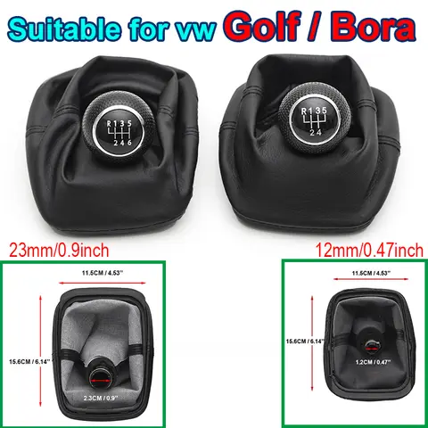 Para VW Golf Bora 1998-2006 23mm 12mm perilla de palanca de cambios palanca de cambios polaina de cuero cubierta de bota 5 6 velocidades para VW Golf Bora 3/4/5
