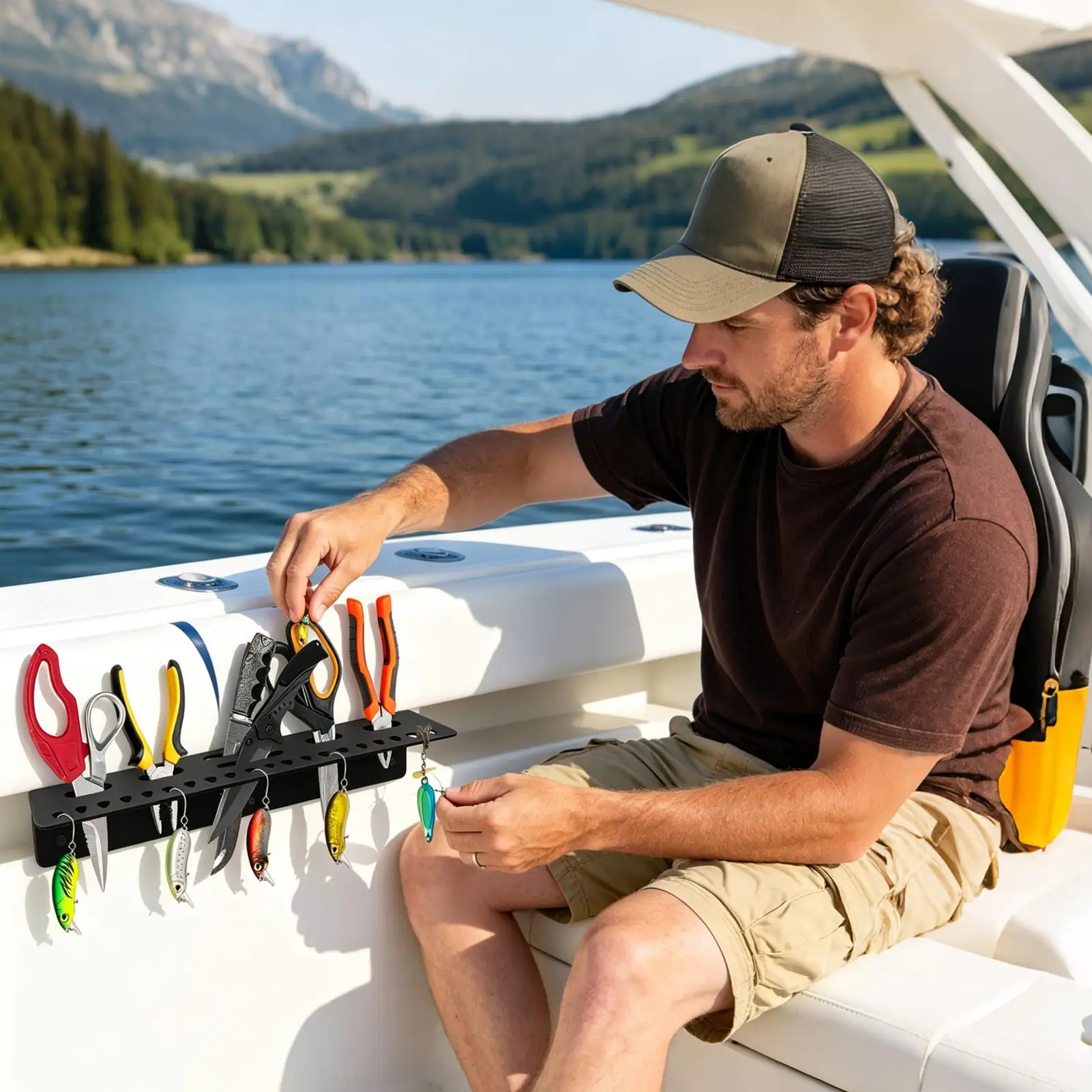 Marine Fishing Tool Storage Caddy Box Holder with Fishing Rod Holder for wall mounted storage rack kayaks yachts