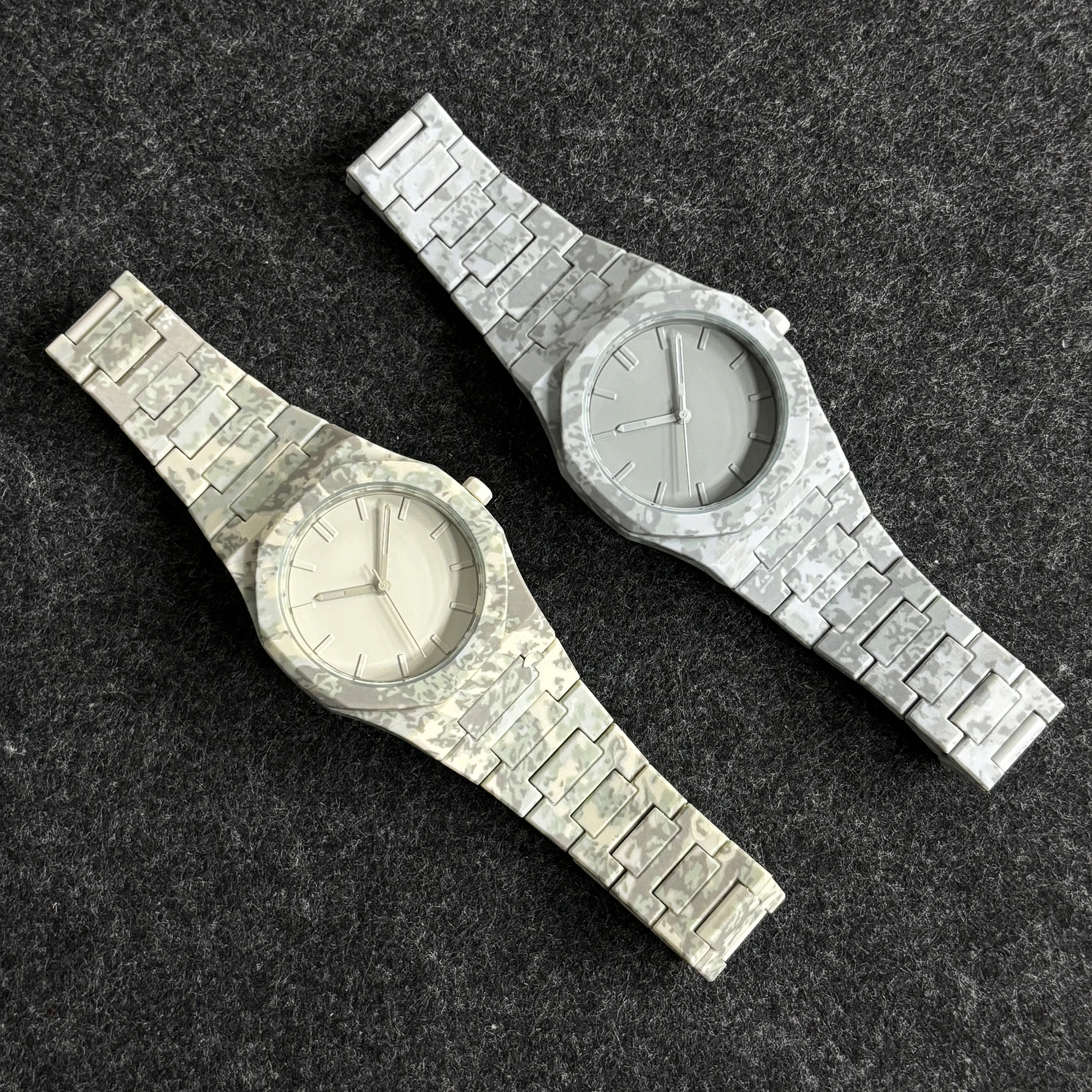 Novo relógio camuflado de policarbonato masculino casual esportivo design camuflado conjunto de relógio de quartzo