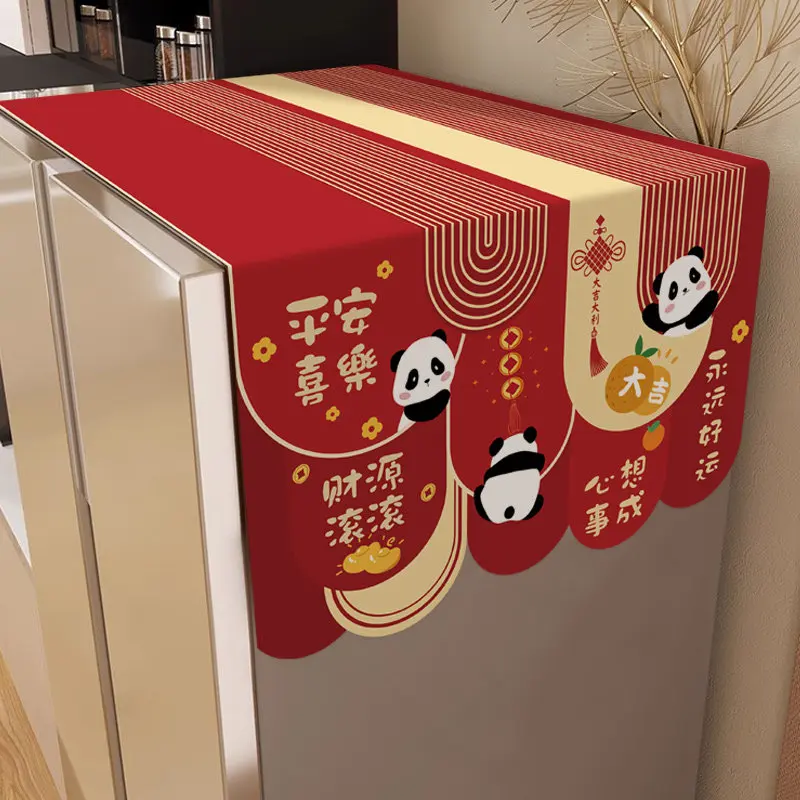 VIKAMA New Red Kitchen Fridge Dust Cover Cloth, Anti Dust Top Cover for Single Double Door Freezer