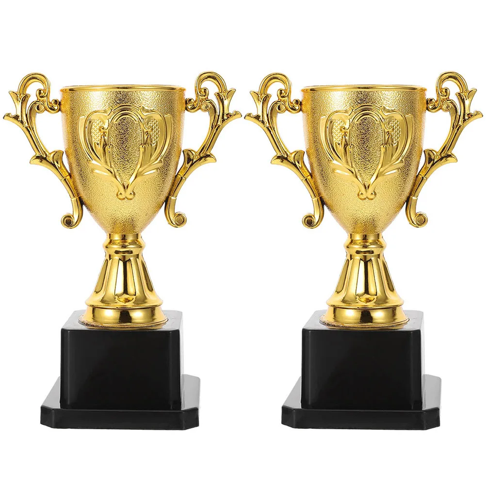 

2pcs Plastic Trophy Ornaments Award Trophies Kids Tennis Party Golden Small Cup Toys Children Lightweight Material Creative