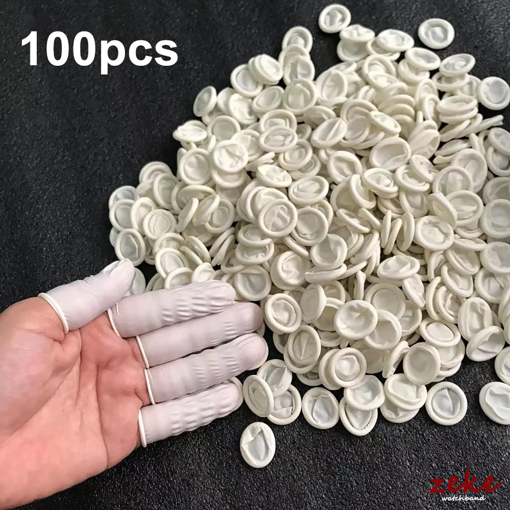 100Pcs Disposable Fingertips Protector Gloves Natural Rubber Non-slip Anti-static Latex Finger Cots Elasticated Finger Cuff Tool