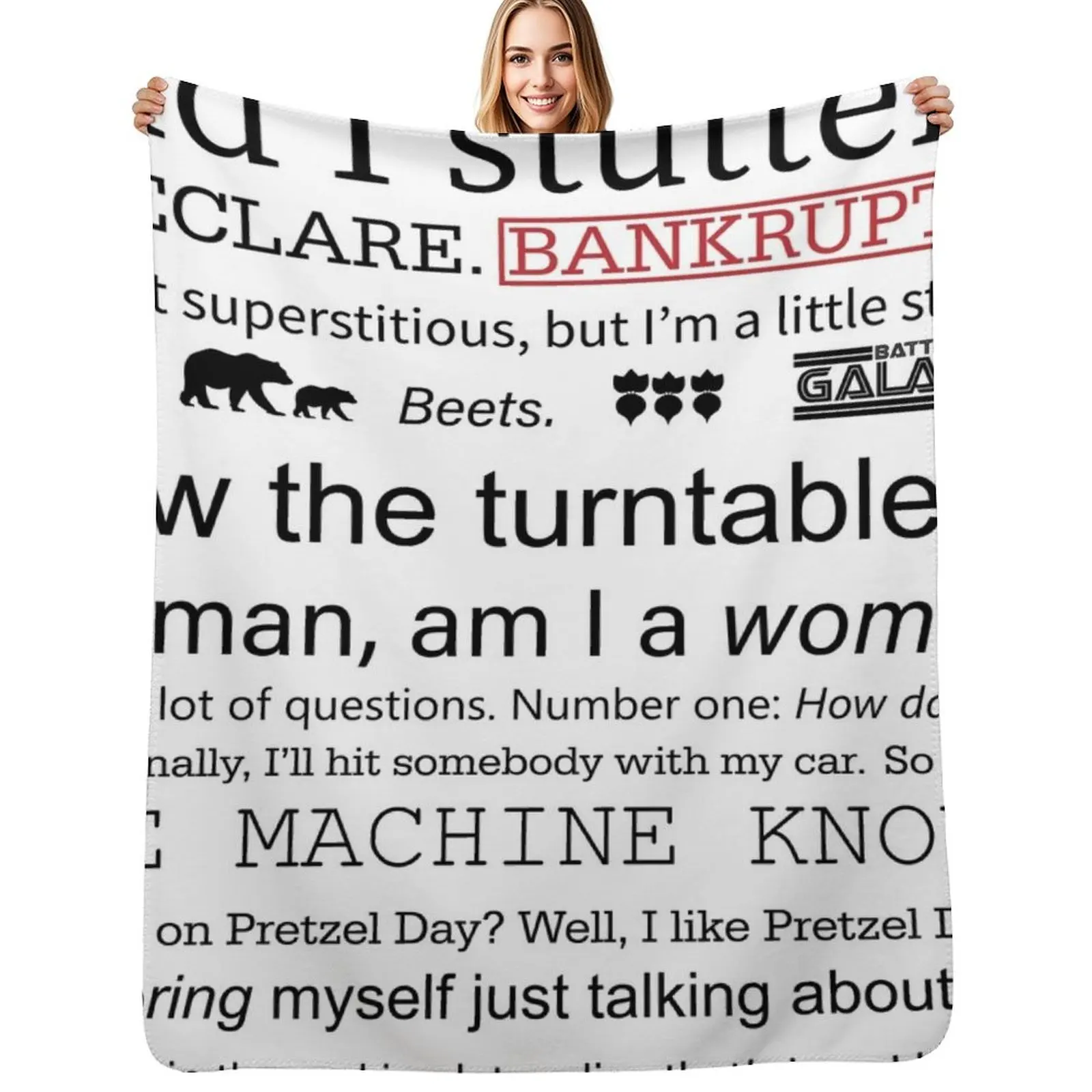 THE OFFICE US - QUOTES Throw Blanket Flannel Fabric Stuffeds Personalized Gift Thermal Sleeping Bag Designers Blankets