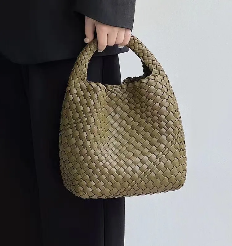 حقائب نسائية فاخرة على الموضة حقيبة نسائية مضفرة من البولي يوريثان حقيبة يد منسوجة حقيبة دلو مركبة حقيبة سلسلة حياكة حقيبة فاخرة