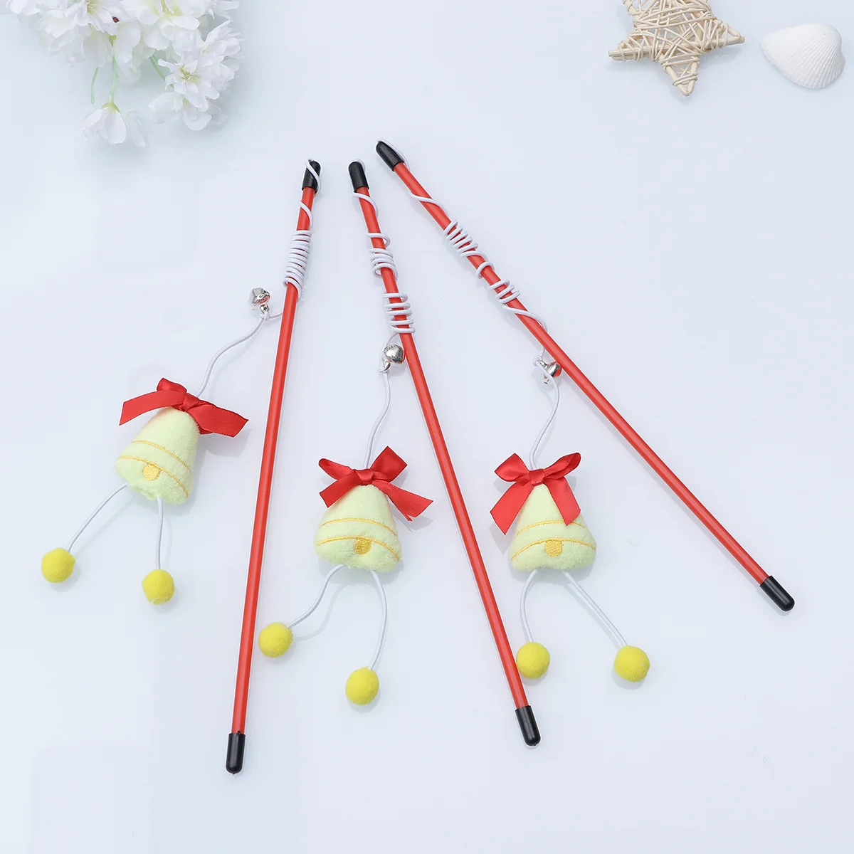 

3Pcs Christmas Cat Tease Stick Interactive Feline Training Wand for Play Exercise Natural Instinct Stimulation
