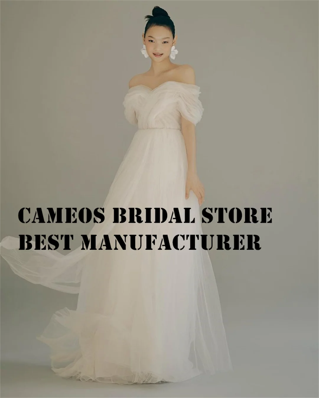 

SONDR Custom Made Off the Shoulder Wedding Dresses Korea High End Sleeveless Corset Brides Gowns Ivory Women Bridal Dresses