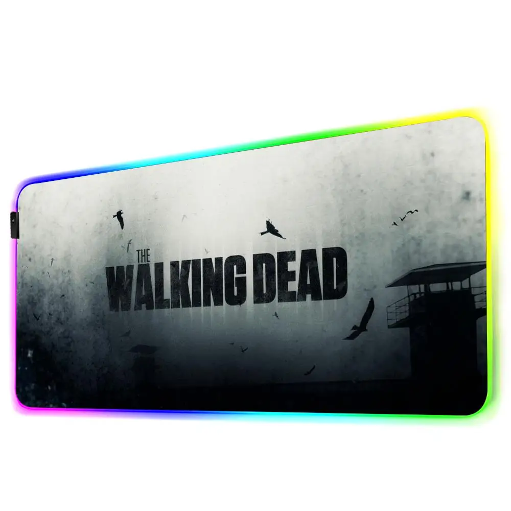 The Walking Dead Mouse Pad Gamer Rgb Desk Mat Back Light Led Mousepad Setup Gaming Accessories Deskmat Big Mousepad Backlight
