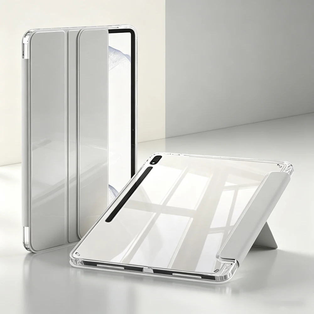 Hülle für Samsung Galaxy Tab A8 A9 A11 S6 S9 S10 FE Lite 10.4 10.5 10.9 11 X231 X210 PU-Leder-Abdeckung Transparente Acryl-Schale – Detail 3