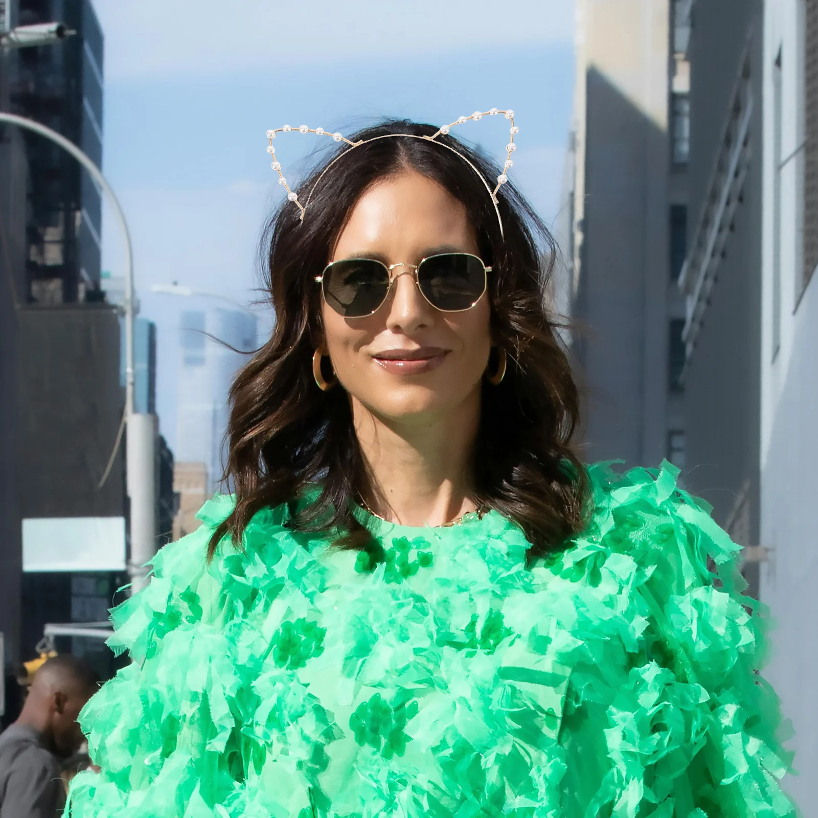 

Cat Ear Headband With Faux Pearls Hollow Alloy Hair Accessory For Women Party Cosplay Festival Wear Lightweight