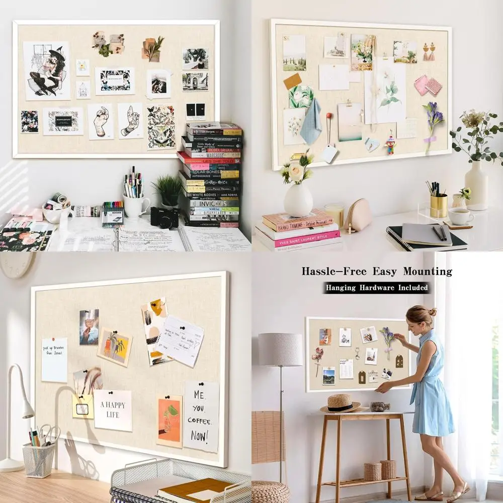 

24x36 Inch White Framed Cork Board for Wall, Pinnable Display Board for Home, School, and Office