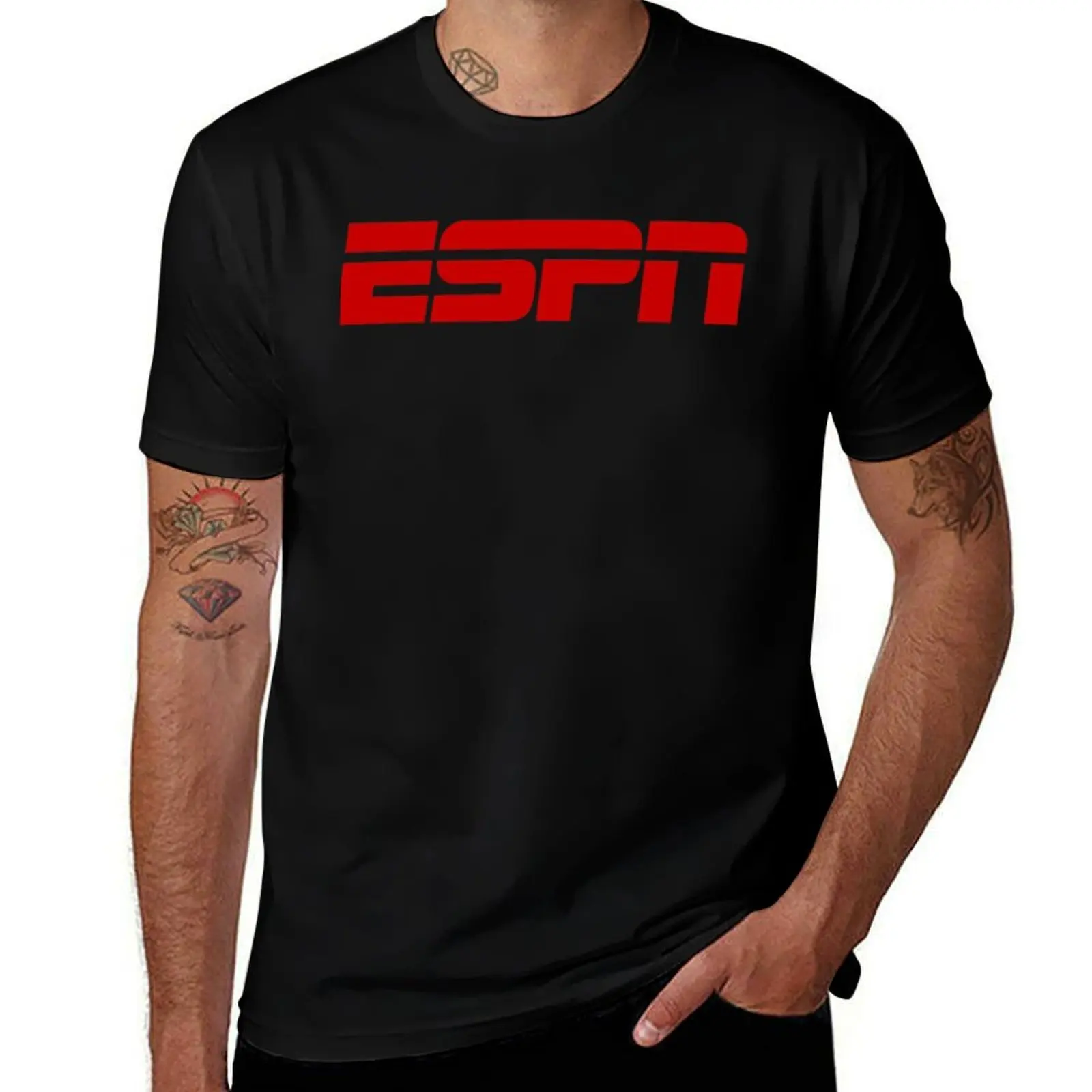Футболка ESPN, мешковатые рубашки, черные роскошные мужские мужские футболки