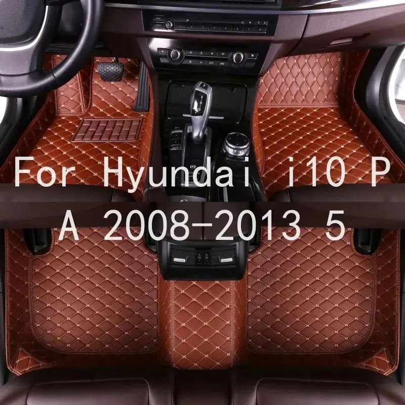 LHD/RHD Maßgefertigte Autofußmatten für Hyundai i10 PA 2008-2013, 5-Sitzer, wasserdicht, fleckenabweisend, rutschfest, mit tiefem Rand, verschleißfest, geruchlos, 5D-Fußmatten, umfassender Schutz,