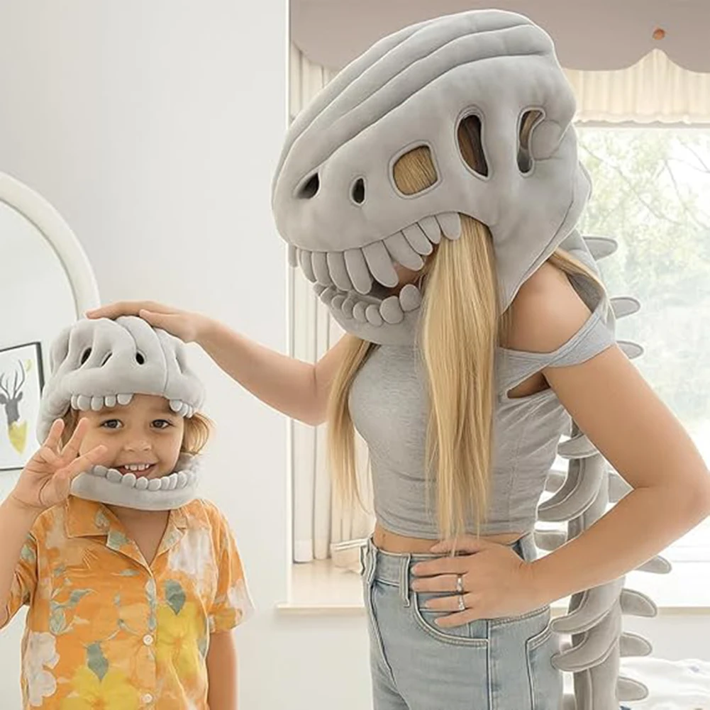 

Spinosaurus Plush Dino-Outfit Dinosaur Skeleton Costume Funny Plush Dinosaur skeleton plushie hat for Parties