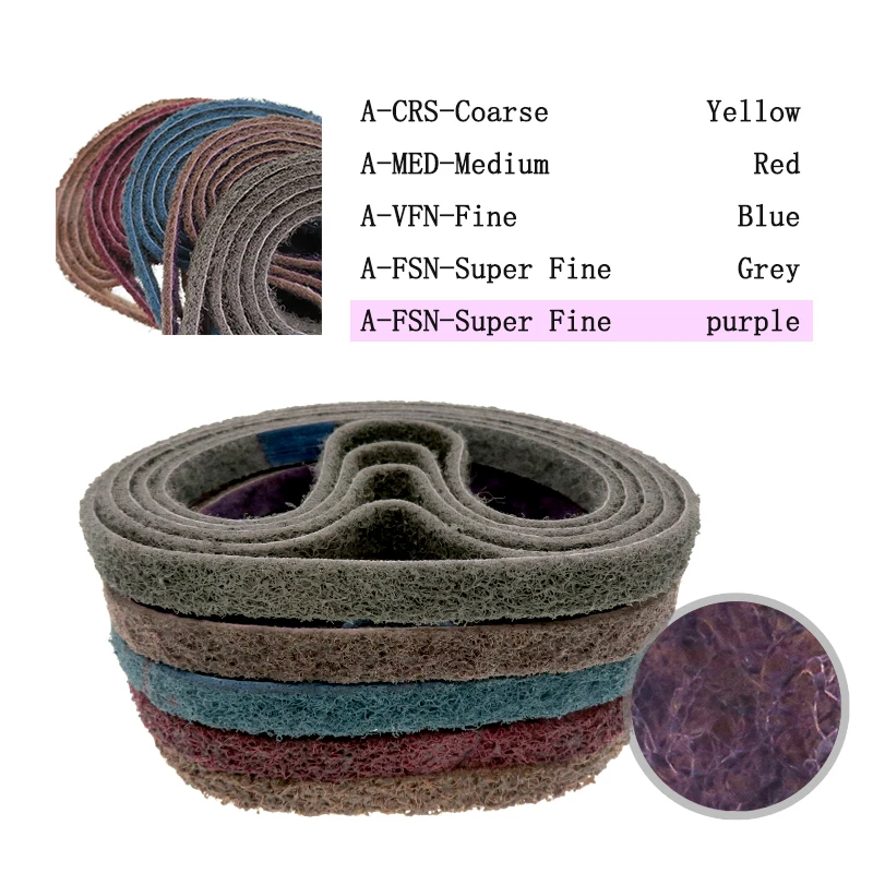 10Pcs 10*330MM Non-woven Nylon Abrasive Belt 120-600# Coarse Grinding to Fine for Stainless Steel Metal Striping Deburring