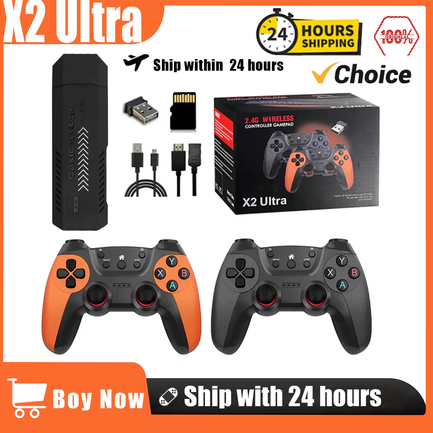 

X2 Ultra Retro Video Game Stick Console Or ONLY 2.4G Double Wireless Controller 4K HD30000 Games 128G Games Christmas Gift
