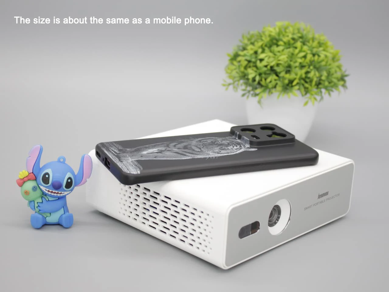 Jenovox M5000 Mini DLP Projector 4K Portable Home Theater Built-in Battery for Camping Outdoor TV Android 13 Smart System Type-C