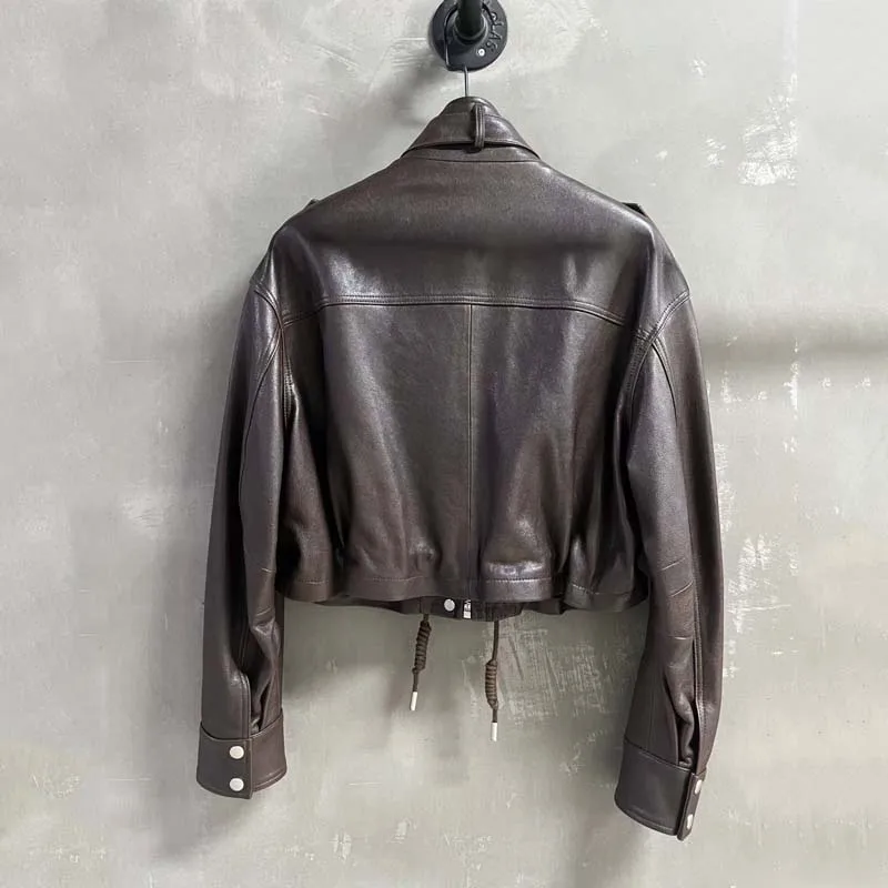 women coat autumn 2025 new fashion short length Imported real sheepskin long sleeve high quality female clothes