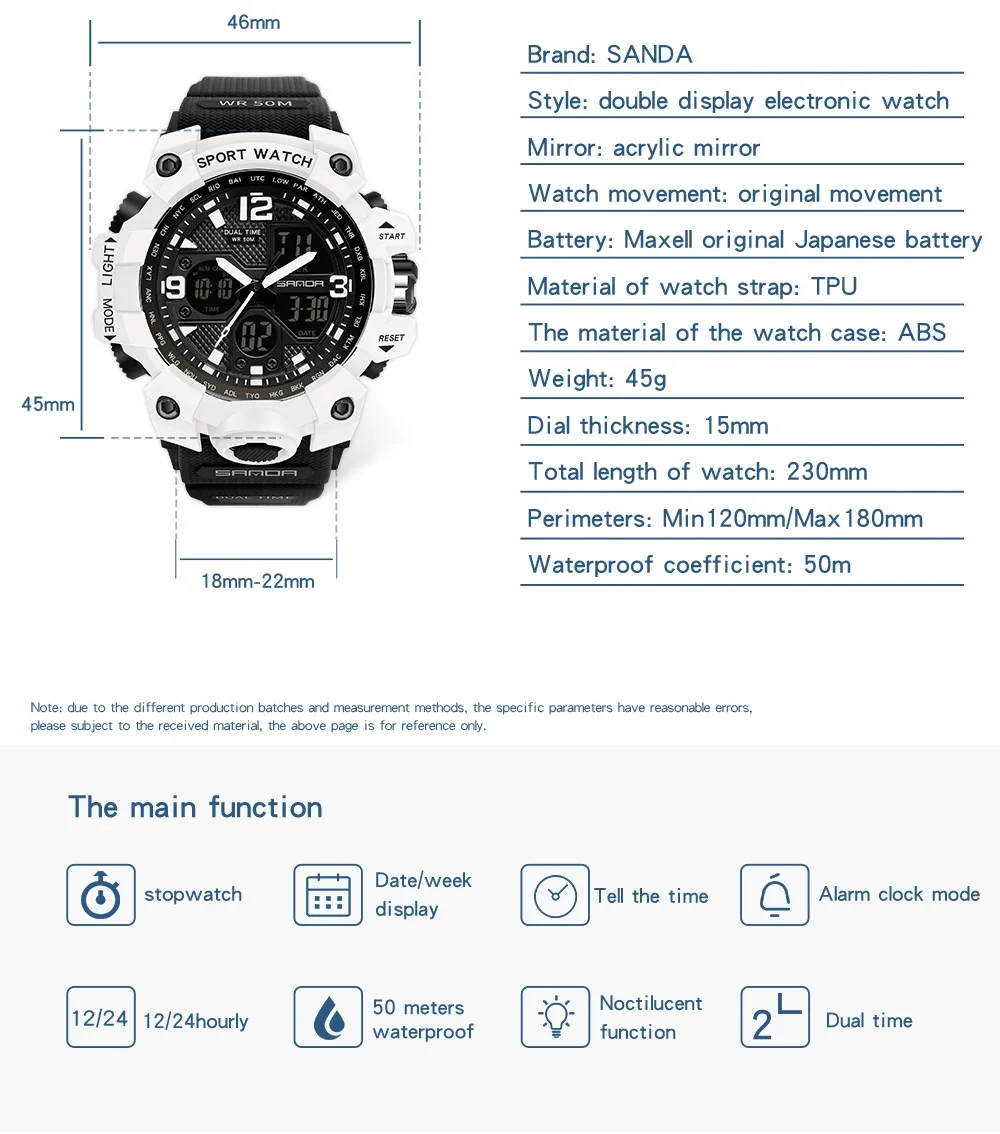 Sanda 942ใหม่นาฬิกานักเรียนอินเทรนด์แนวเกาหลีแนวสปอร์ตกันน้ำเรืองแสงเรียบง่ายทันสมัย