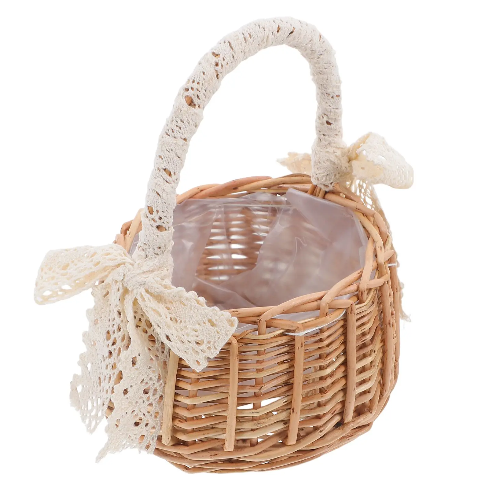 

Lace Handheld Basket Dark Brown Portable Wedding Decor Rattan Plant Rattan Basket Container Square Baskets Storage