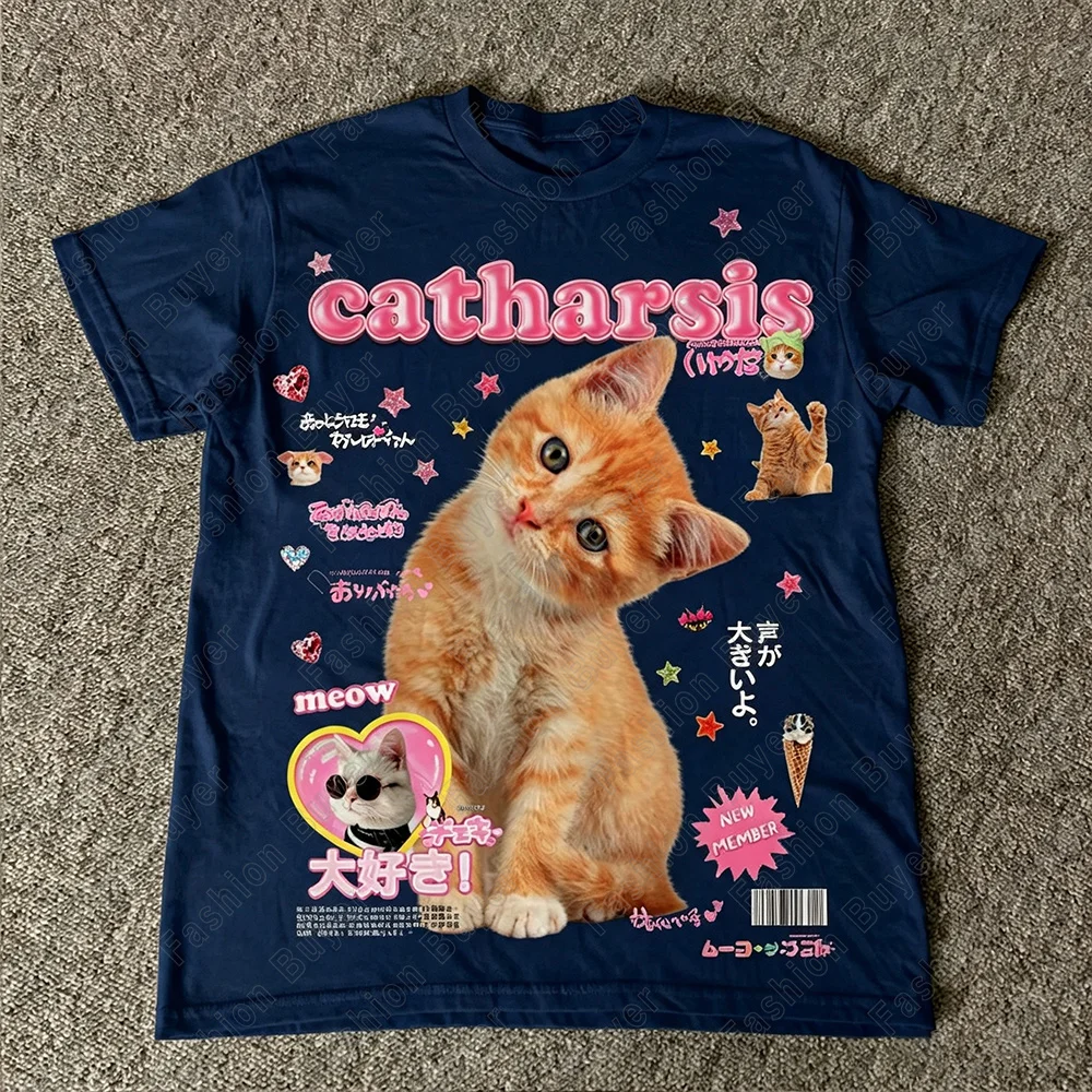 Koszulka z nadrukiem kota w st – Fashion Street Cat recenzja i cena