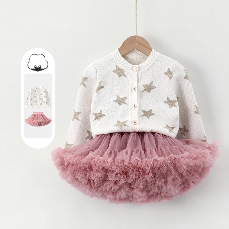 Kids Baby Sweater Cardigan Jacquard Knit Spring Coat Long Sleeve Cardigan for Baby Girl Outerwear Jacket Little Girl Knitted