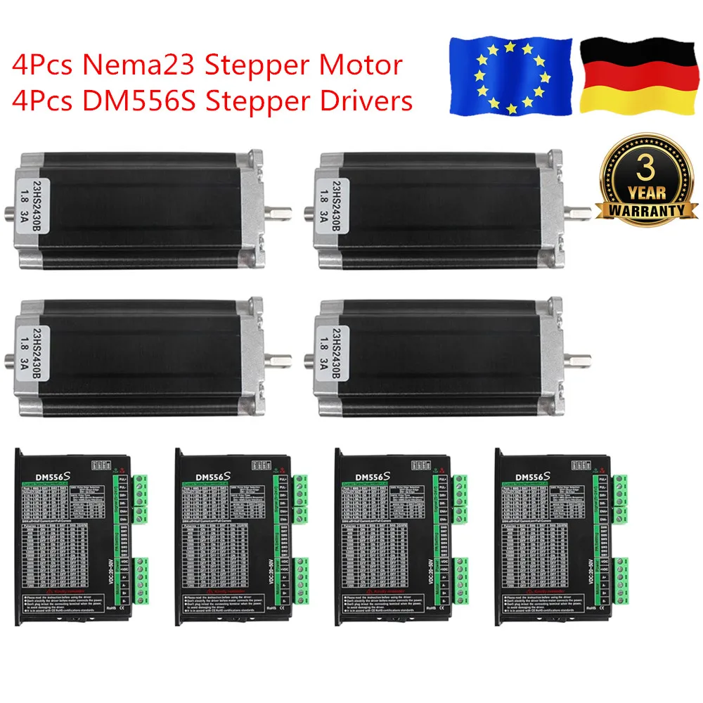 【EU Stock】3 Axis / 4 Axis Nema 23 CNC Stepper Motor 112mm (Dual shaft) /425 Oz-in /3A 23HS2430B & DM556S Stepping Driver 1-6A