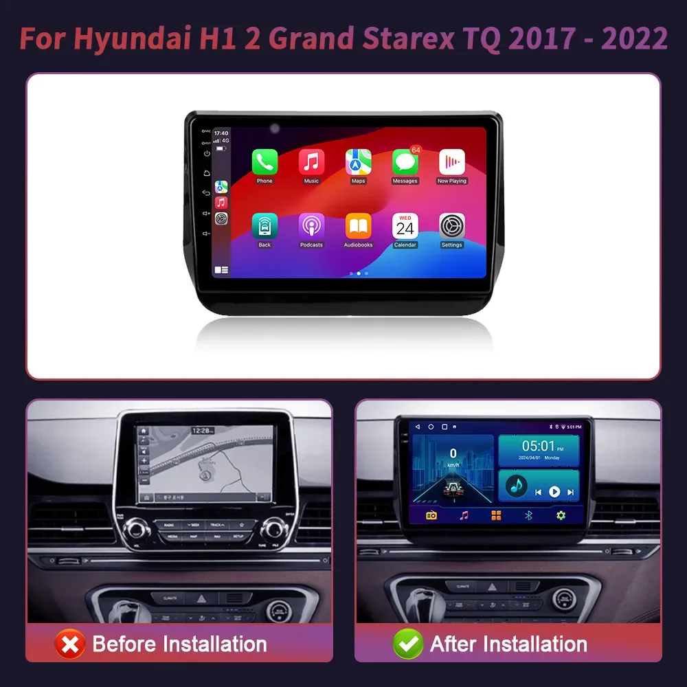 Android 14 Car Radio Multimedia Video Player Navigation GPS For Hyundai H1 2 Grand Starex TQ 2017-2022 Head Unit Carplay Auto BT