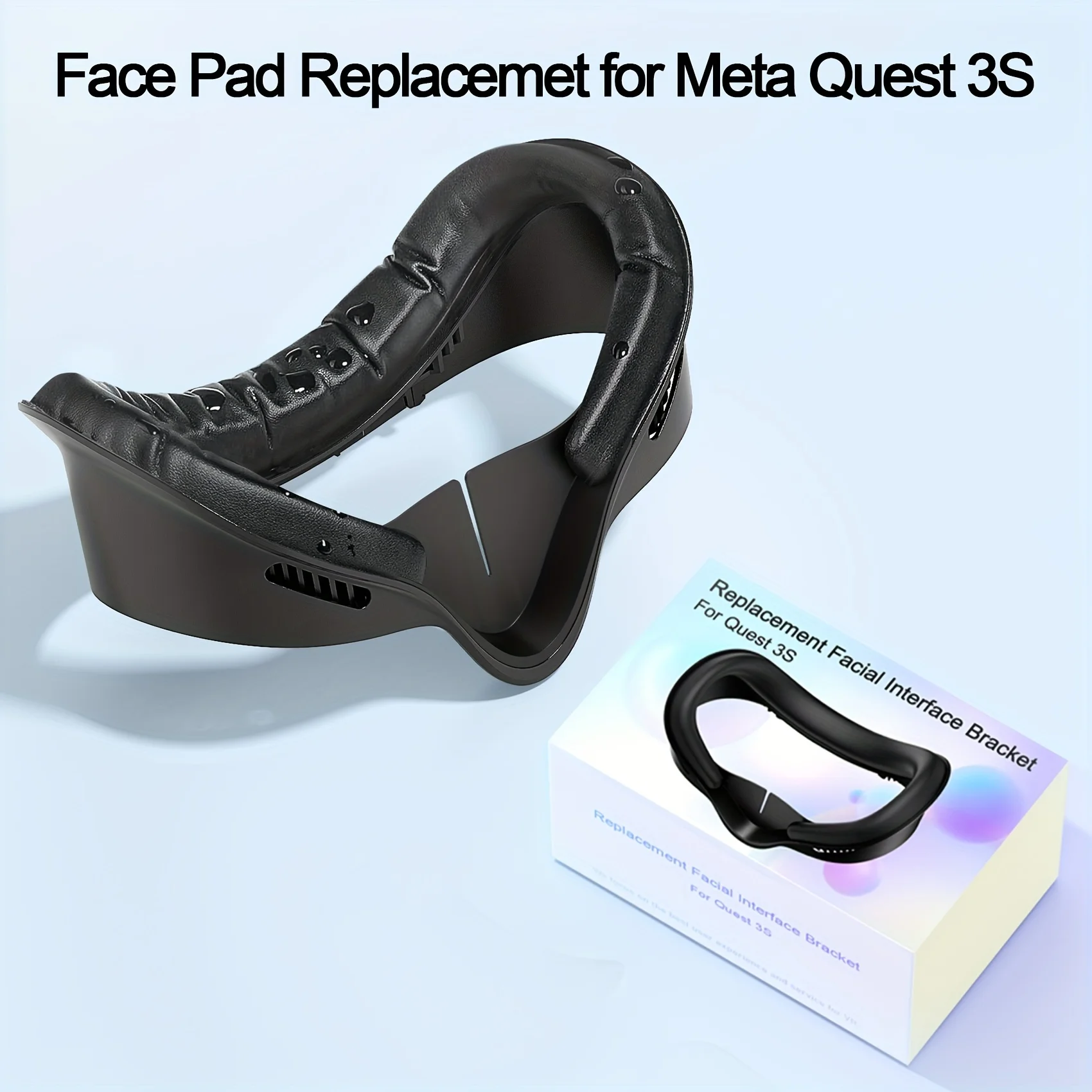 Face interface and mask pad for Oculus Quest 3S, sweat resistant PU foam pad Meta Quest 3S VR accessory for enhanced gaming imme