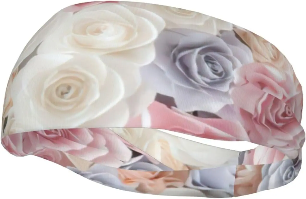 

Rose Flower Floral Print Sports Sweatband,Headband,Funny,lcute and Personalized,for Women Men Unisex