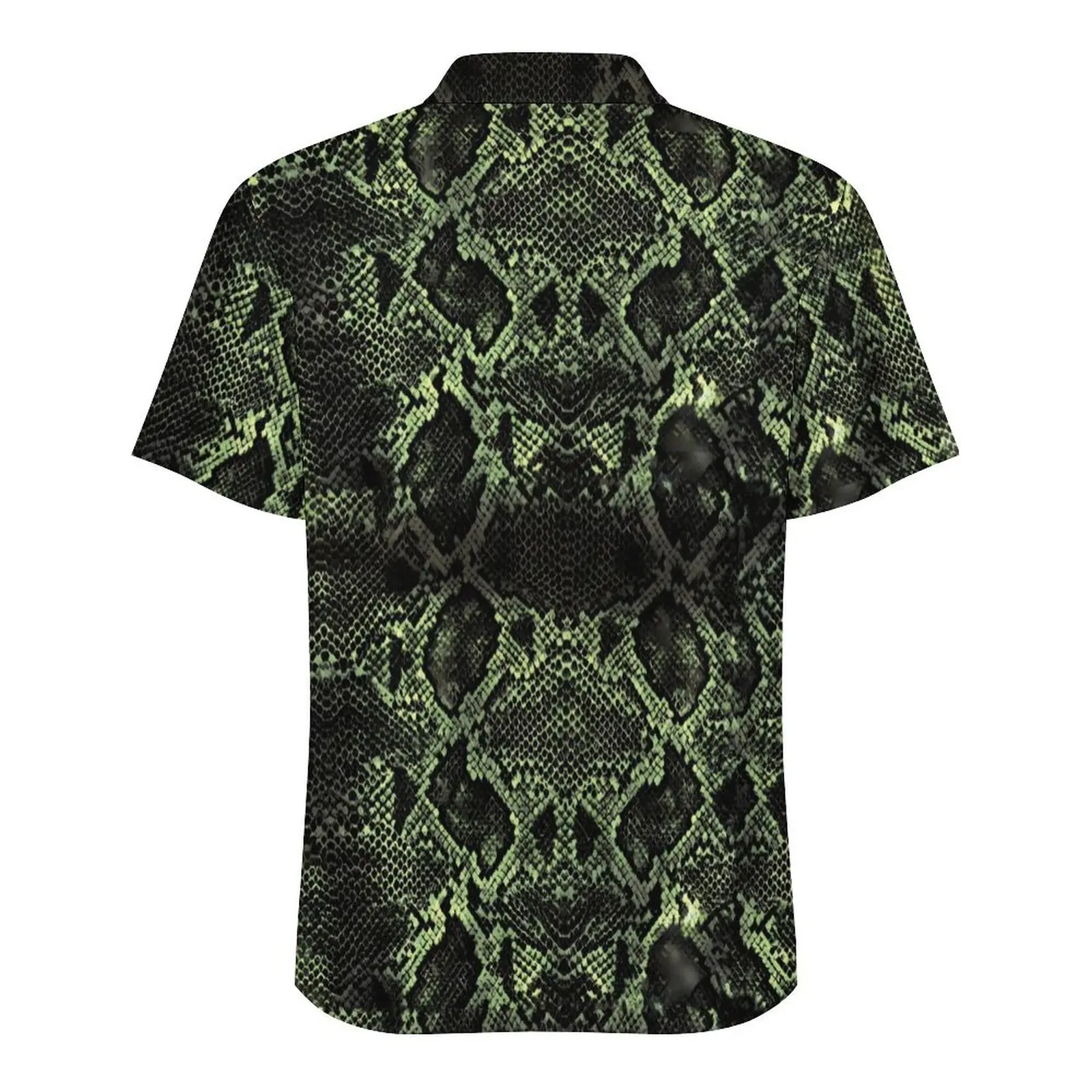 Green Snakeskin Beach Shirt Men Fun Animal Print Trendy Casual Shirts Hawaiian Short Sleeve Fashion Custom Oversized Blouses