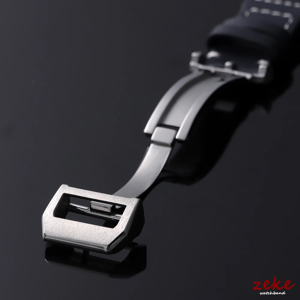 Silver Gold Black Rose Stainless Steel Deployment Folding Clasp for IWC Pilot Portuguese Leather Watch Strap Folding Buckle 18mm view 4